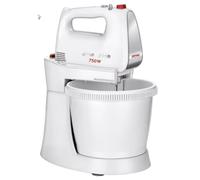 MPM MMR-20Z Batidora Amasadora Repostería con Bol Giratorio 3 Litros, Sin BPA, 5 Velocidades + Turbo, Varillas y Gancho Amasar Acero Inox, Blanco, 750W