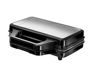 MPM MOP-45M Sandwichera Eléctrica para 4 Sandwiches Triangulares, Placas Antiadherentes, Temperatura Automática, Compacta, Acabado Acero Inoxidable, 900W