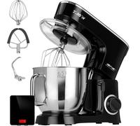 MPM Batidora Amasadora Repostería Profesional Robot Cocina Orbital 2200W Máx. 6,5L Bol Acero Inox, 6 Velocidades + Función Pulso, Sistema Planetario, 3 Accesorios+ Báscula, MRK-19B