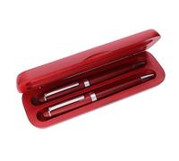 MPM Quality Bolígrafo de madera y microlápiz en caja de bambú, madera oscura, natural, ecológico, elegante, bolígrafo de madera/metal y portaminas de madera/metal, tinta azul, caja de madera