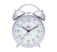MPM Quality, Cooper Colour Alarm Clock - Reloj Despertador (150 x 110 x 53 mm), diseño Retro, analógico, números luminiscentes, Doble Alarma, Estilo Vintage, Movimiento de Cuarzo, función de luz