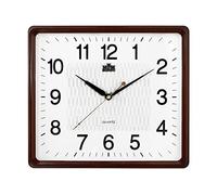 MPM Quality Reloj de Pared Cuadrado de plástico, Blanco, marrón, decoración de Pared, Movimiento de Cuarzo, Fluido, E01.2929.5000, 318 x 358 x 38 mm