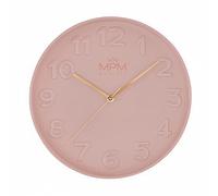 MPM Quality Reloj de Pared de diseño, Color Rosa, Moderno, de plástico, Cristal, Movimiento de Cuarzo, 305 x 305 x 42 mm, para salón, Dormitorio, Cocina, Oficina y Cualquier habitación