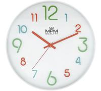MPM Quality Reloj de Pared de plástico para niños con Grandes números de Colores, para Jugar sin molestias, Movimiento de Cuarzo, Ideal para guarderías, guarderías, escuelas, etc