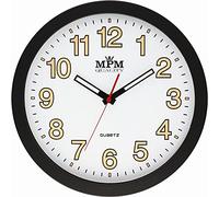 MPM Quality - Reloj de Pared Lumini Blanco/Negro, diámetro 300 x 40 mm, luminiscente, Motor Paso a Paso de Cuarzo, Cristal Mineral, 300 x 40 mm, decoración de Pared para Cualquier habitación