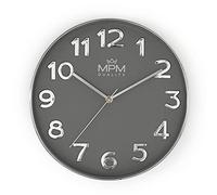 MPM Reloj de Pared de plástico en diseño Moderno, plástico, Vidrio, Funcionamiento Suave, 1 Pila AA, 305 x 305 x 45 mm
