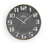 MPM Reloj de Pared de plástico en diseño Moderno, plástico, Vidrio, Funcionamiento Suave, 1 Pila AA, 340 x 340 x 55 mm