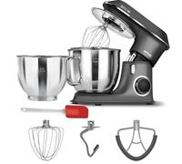 MPM Robot de cocina planetario con accesorios, batidora de cocina con dos cuencos de 7L, Robot de cocina, 2600W, Antracita