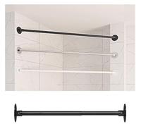 MPMPM Barra de Armario en ángulo for baño, Soporte de Cortina en ángulo for Ventana salediza, Barra de Soporte Ajustable, riel de Tubo for privacidad de Ropa.(Black,100-155cm(39"-61"))