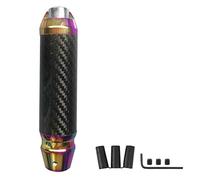 MPODYTSF Accesorios automóviles Aluminio Automático De La Perilla Del Cambio Coche Fibra Carbono Con El Botón Stick Racing Styling Push Down Shifter Auto Interior Accesorios(Rainbow 14.4CM)