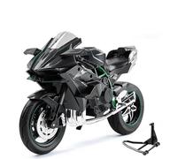 MPODYTSF Modelo a Escala Moto Todoterreno con Sonido Y Luz Escala 1:10 para Kawasaki H2R, Modelo De Motocicleta Aleación Fundida A Presión(Nero)