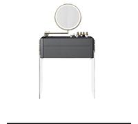 MPOPO Tocador Pies Transparentes de acrílico la Parte Superior Mesa Vidrio Templado Visible con Espejo Luminoso Giratorio Regulable del cajón(A)