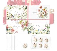 Mppchhn Tarjetas de agradecimiento de boda | Notas con mensaje de bendición floral en acuarela,4 tarjetas de agradecimiento con sobre,Para Cumpleaños, Día De La Madre, Boda Y Despedida De