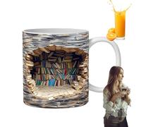 Mppchhn Taza De Café Libros - 2d Diseño Plano 35cl Taza Con Libros - Cerámica Para Lectores Regalo Hombre Mujer Agua Latte Bookworm
