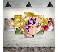 MPPSU Póster De Anime Los Siete Pecados Capitales Meliodas 5 Paneles Impresión HD Cuadros Decoracion Dormitorios Salon Modernos 100Cm×50Cm Con Marco