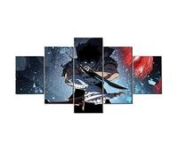 MPPSU Póster Del Anime Solo Leveling Sung-Jin-Woo 5 Paneles Impresión HD Cuadros Decoracion Dormitorios Salon Modernos 150Cm×80Cm Con Marco
