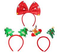 MPQDFG Diadema Navidad, Accesorios de Navidad 6 Piezas en Diseños Diferentes,Cintas de Pelo Navideñas,Pompón Accesorios Festivos para Fiestas de Disfraces de Navidad