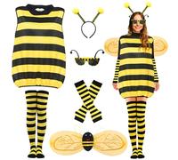 Mprocen Disfraz de Abeja para Adultos Con Alas, Calentadores de Piernas, Medias, Gafas de Sol - Disfraz de Animal para Halloween, Carnaval y Fiestas