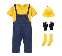 Mprocen Disfraz de Halloween para niños, disfraz de película, camiseta amarilla con gafas y sombrero, disfraz para Halloween, carnaval, Navidad, cumpleaños, fiesta temática