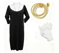 Mprocen Disfraz de monja de 6 piezas, disfraz de monja para mujer, traje religioso de la película, vestido clásico de Halloween con collar de cruz, guantes, cintura, cuerda, cicatriz, calcomanía para