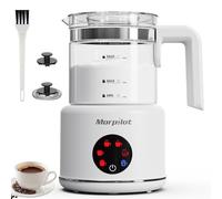 Mprpilot Espumador de Leche, Eléctrico de Cristal, 6 en 1, Capacidad de 250 ml para Espumar o 500 ml para Calentar Leche, Diseño Dividido, Blanco