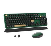 MPTOG Combo colorido de teclado y mouse inalámbricos para computadora con teclas redondas de máquina de escribir, diseño retro, interruptor de encendido, diseño ergonómico, inalámbrico de 2.4 GHz para