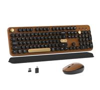 MPTOG Combo de teclado y mouse inalámbrico colorido para computadora con teclas redondas de máquina de escribir, diseño retro, interruptor de alimentación, diseño ergonómico, inalámbrico de 2.4 GHz