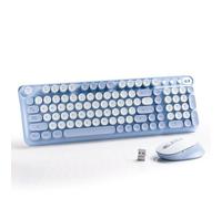MPTOG Combo de teclado y mouse inalámbricos, juego de tamaño completo de 2.4 G con almohadilla numérica, batería de larga duración, Plug Play para uso en la oficina y los estudiantes (azul)