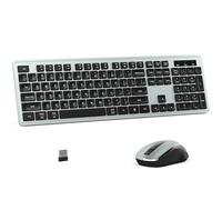 MPTOG Combo de teclado y mouse inalámbricos, teclado de oficina de tamaño completo de 104 teclas con 15 teclas de función, teclado numérico, receptor USB único, compatible con PC y portátil (gris)