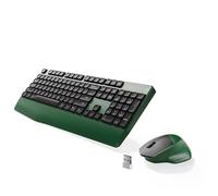 MPTOG Combo ergonómico de teclado y mouse con reposamuñecas, chipset BK, teclado y mouse de oficina coloridos de tamaño completo, botón de encendido, receptor USB para PC portátil (verde oscuro negro)
