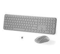 MPTOG - Juego de teclado y mouse inalámbricos: 110 piezas de tamaño completo, diseño de teclas redondas delgadas, escritura silenciosa, mouse ergonómico DPI ajustable, combo inalámbrico para PC, Mac