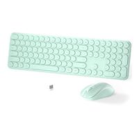 MPTOG - Juego de teclado y mouse inalámbricos, tamaño completo, 110 piezas, diseño de teclas redondas delgadas, escritura silenciosa, mouse ergonómico DPI ajustable, combo inalámbrico para PC, Mac,