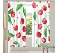 MPTPTM Cortinas de ventana de dibujos animados de cerezo y hojas, cortinas ligeras filtrantes de luz para cocina, sala de estar, patio, 55 x 84 x 2 pulgadas