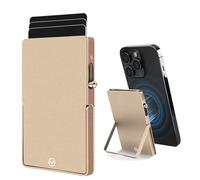 MPVWALT Tarjetero de metal con imán fuerte para cartera Magsafe, funda para tarjetas desplegable con cuerpo delgado de aluminio compatible con Apple iPhone 16/15/14/13/12 Series (no 13/12 Mini) o