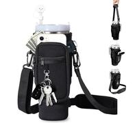 MPXEAVG Bolsa para Stanley Cup 1.2L/40oz, Stanley Accesorios, con Compartimento para Teléfono Móvil, Mosquetón y Correa de Hombro Ajustable, para Senderismo, Viajes, Camping (Negro)