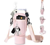 MPXEAVG Bolsa para Stanley Cup 1.2L/40oz, Stanley Accesorios, con Compartimento para Teléfono Móvil, Mosquetón y Correa de Hombro Ajustable, para Senderismo, Viajes, Camping (Rosa)