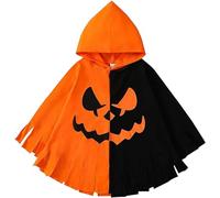 MPXEAVG Capa Infantil de Halloween, Disfraz Fantasma Arancia con Sombrero, Capa Naranja, Disfraces De Fantasmas Para Niños o Niñas, para Halloween, Carnaval, Fiesta de Cosplay (80cm)