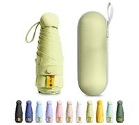 MPXEAVG Mini Umbrella, Paraguas Plegable, Ultraligero, Compacto, Sombrilla portátil, Caja de Paraguas Cápsula, para Hombre y Mujer (Verde Matcha)