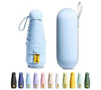 MPXEAVG Mini Umbrella, Paraguas Plegable, Ultraligero, Compacto, Sombrilla portátil, Caja de Paraguas Cápsula, para Hombre y Mujer (Azul)