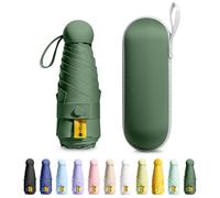 MPXEAVG Mini Umbrella, Paraguas Plegable, Ultraligero, Compacto, Sombrilla portátil, Caja de Paraguas Cápsula, para Hombre y Mujer (Verde Oscuro)