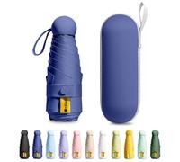 MPXEAVG Mini Umbrella, Paraguas Plegable, Ultraligero, Compacto, Sombrilla portátil, Caja de Paraguas Cápsula, para Hombre y Mujer (Azul Marino)