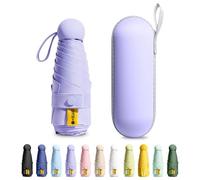 MPXEAVG Mini Umbrella, Paraguas Plegable, Ultraligero, Compacto, Sombrilla portátil, Caja de Paraguas Cápsula, para Hombre y Mujer (Morado)
