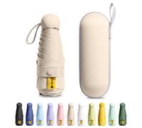 MPXEAVG Mini Umbrella, Paraguas Plegable, Ultraligero, Compacto, Sombrilla portátil, Caja de Paraguas Cápsula, para Hombre y Mujer (Beige)