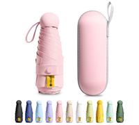 MPXEAVG Mini Umbrella, Paraguas Plegable, Ultraligero, Compacto, Sombrilla portátil, Caja de Paraguas Cápsula, para Hombre y Mujer (Rosa)