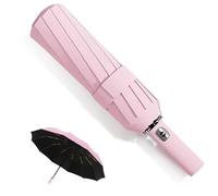 MPXEAVG Paraguas Plegable Grande, Paraguas Plegable Antiviento, 60 Varillas Umbrella, Paraguas Automatico, Paraguas Antiviento, Apertura y Cierre Automáticos (Rosa)