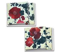 mq4567ocb-b6 X 2 corazón flores: 10 surtidos de square-top 'en blanco, todas las ocasiones tarjetas de Nota con imágenes de brillante color rojo flores de estilo asiático con sobres.