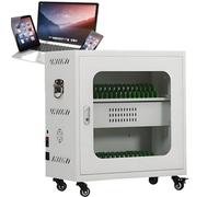 MQDLJSE Cargador para celulares y tabletas, gabinete de Carga con 12, 20, 30, 40, 50 y 60 Ranuras, con Interruptor de protección contra Fugas y Cerradura de Seguridad, Color Plateado, para