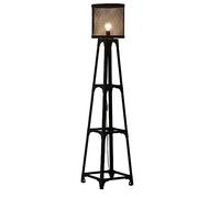 MQDLJSE Lámpara de pie metálica con estantes y Pantalla de Malla Negra - Iluminación Elegante y Alta para Sala de Estar, Dormitorio, Oficina y residencia estudiantil - Luz de Lectura perfe