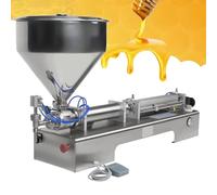MQDLJSE Máquina de llenado neumática, llenadora Horizontal de Botellas de Acero Inoxidable para líquidos y pastas, Velocidad Ajustable con Pedal para Crema, champú, Pasta de Dientes, aceit