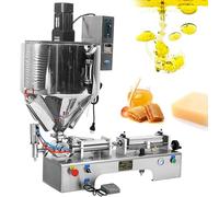 MQDLJSE Máquina neumática de llenado de líquidos para cremas y líquidos, llenadora mezcladora con Calentamiento y agitador, llenadora Horizontal de pastas, Capacidad de 10 a 100 ml.